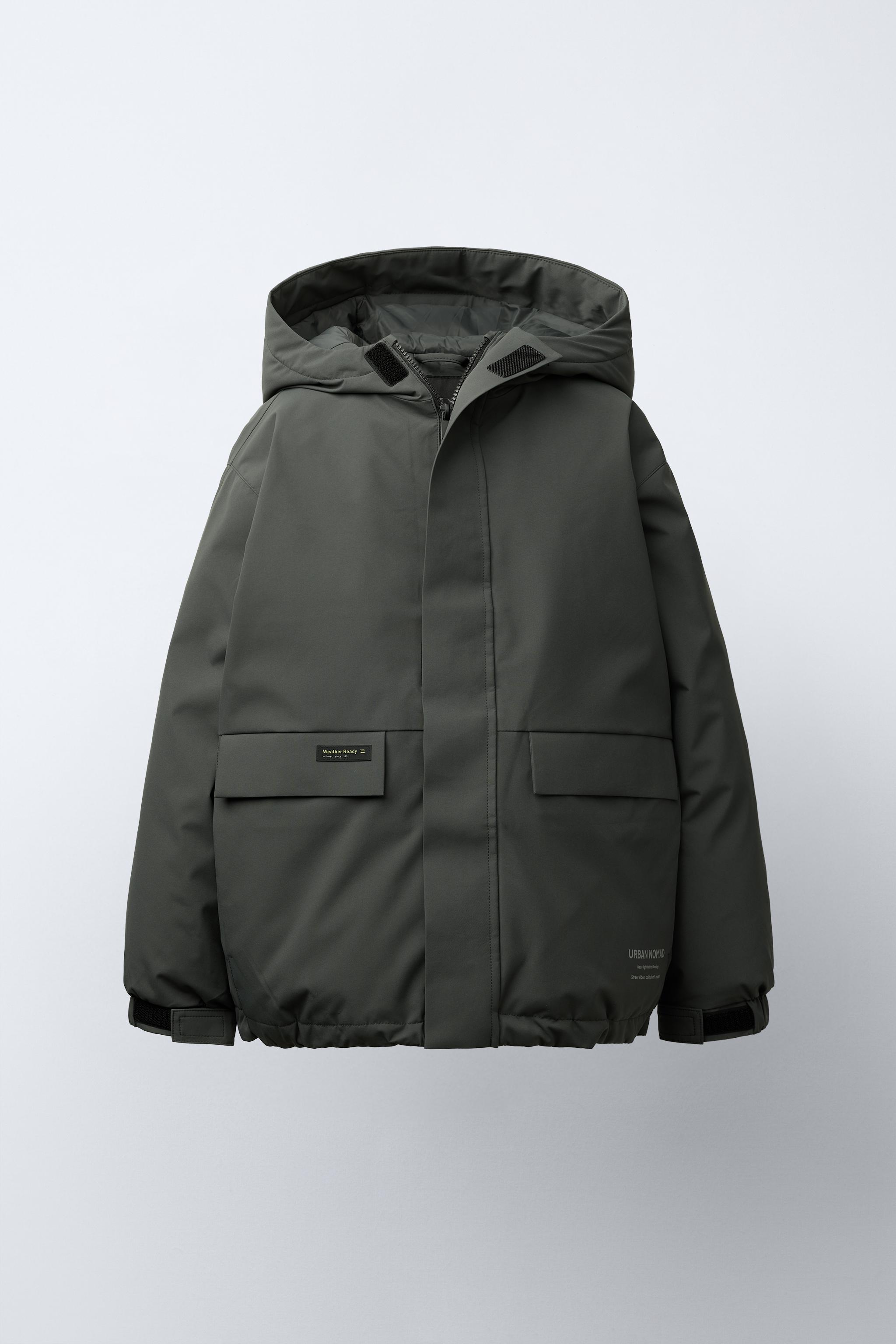 WATER REPELLENT FEATHER AND DOWN PUFFER COAT WITH LABEL